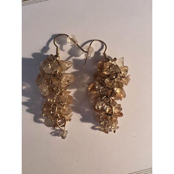 Unbranded Jewelry - Beautiful Citrine Gemstone Chip Bead Cluster Drop Dangle Earrings